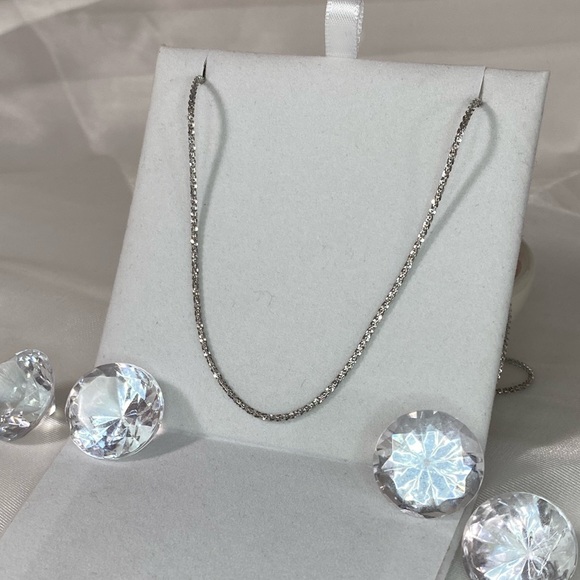 14K WHITE GOLD sparkle chain REAL GOLD 18” - Picture 3 of 15